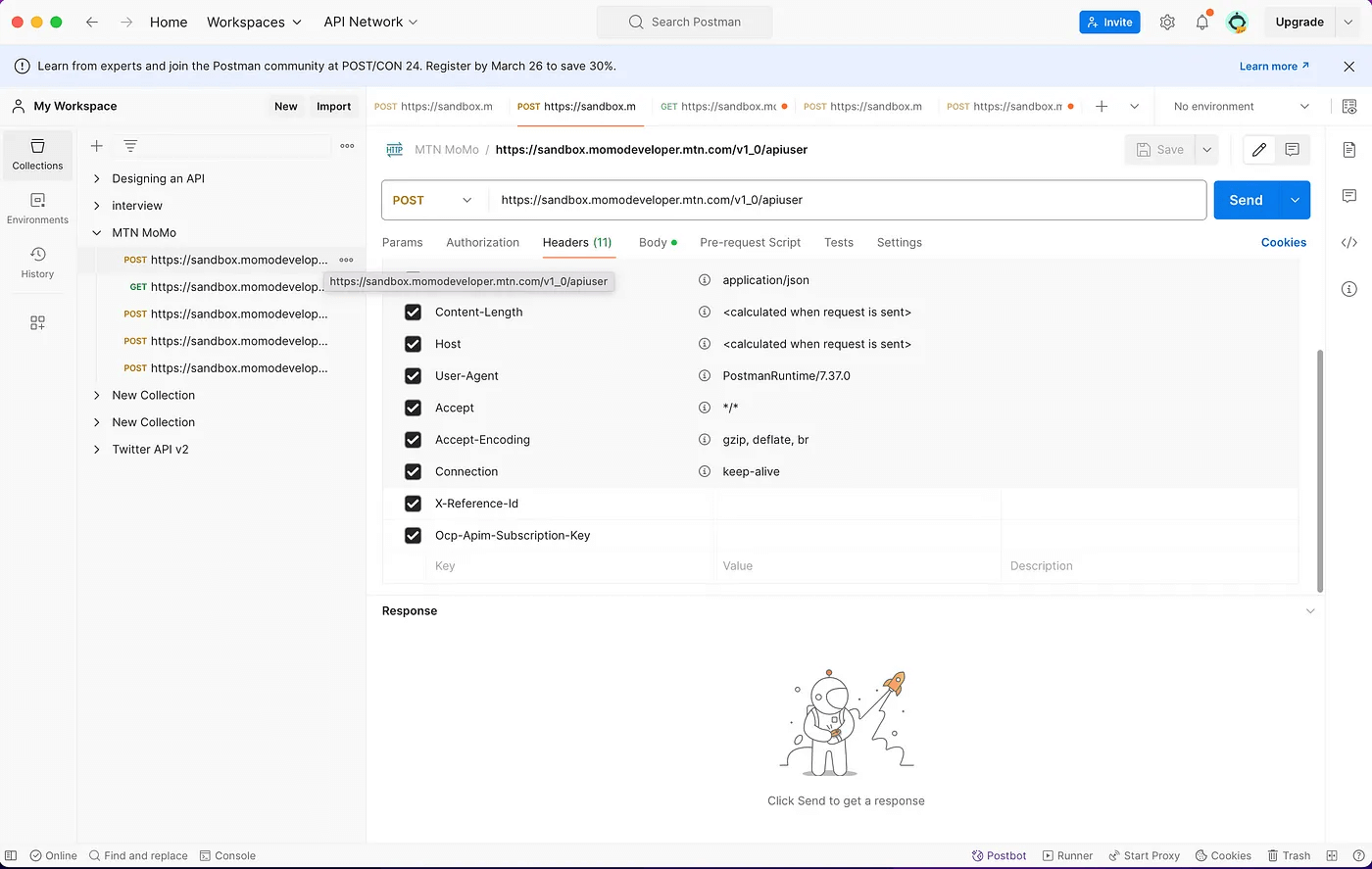 Visual representation of the headers to include in the API user creation request. 