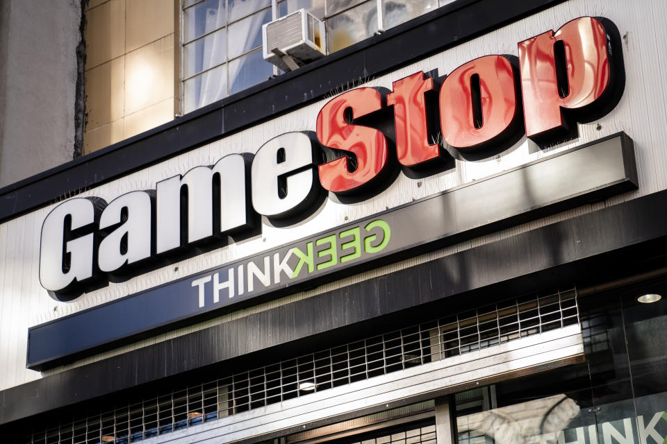 GameStop shares fell on Wednesday, indicating that the rally in meme names is slowing.  (AP Photo/John Minchillo, File)