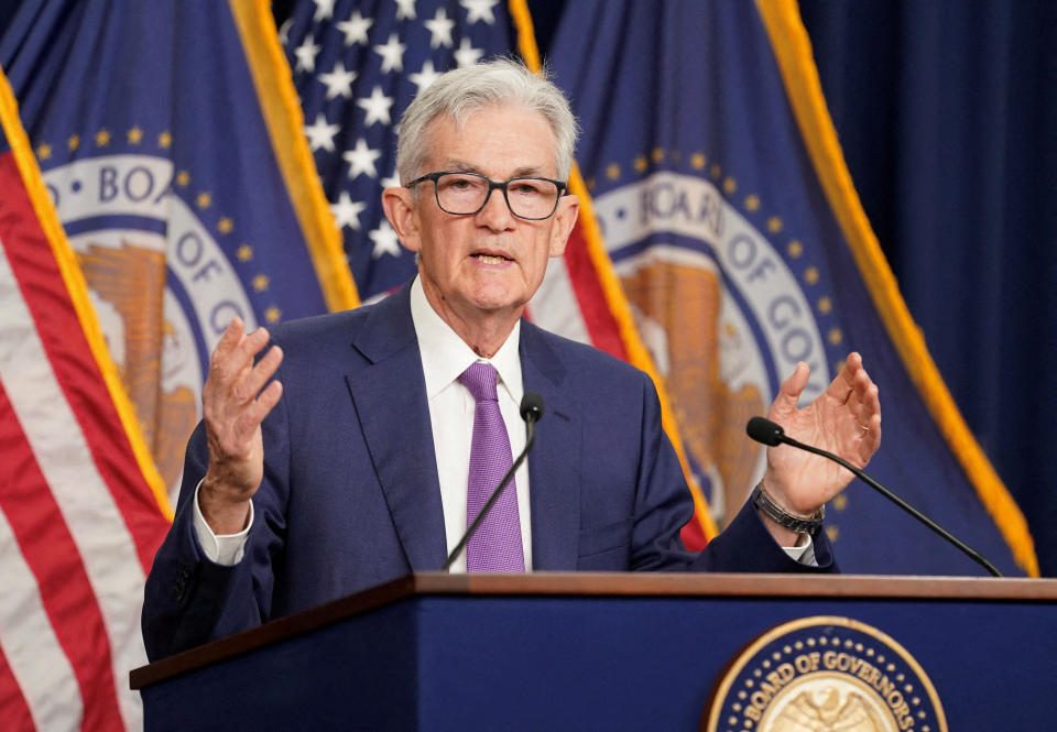 FILE PHOTO: Federal Reserve Chairman Jerome Powell holds a news conference following the U.S. central bank's two-day monetary policy meeting in Washington, U.S., May 1, 2024. REUTERS/Kevin Lamarque/File Photo