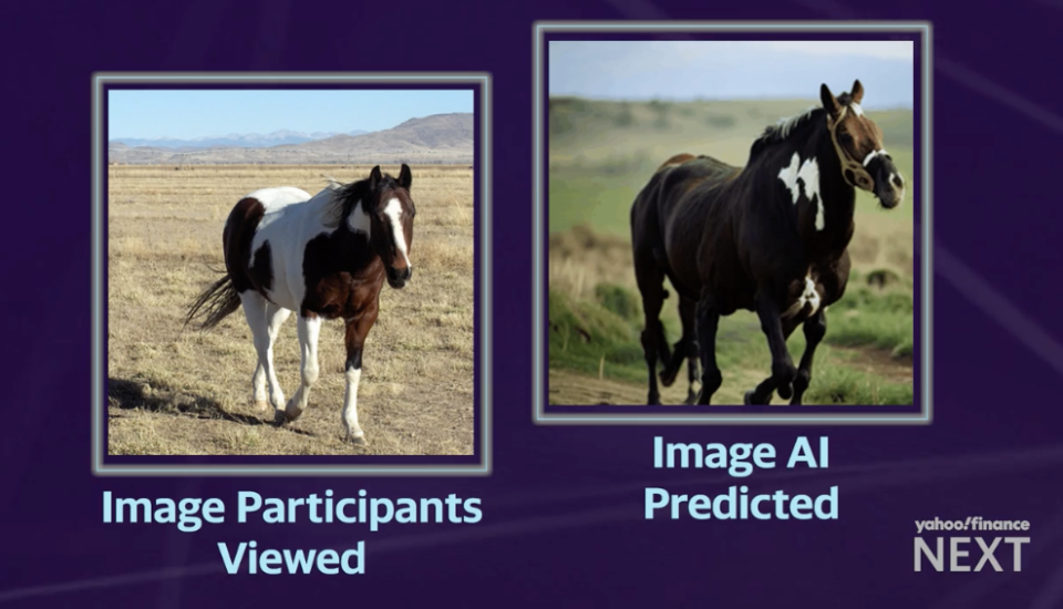 On the left is the photo that Meta's AI fundamental research team showed participants.  The image on the right shows the image that the AI ​​reconstructed by decoding participants' brain activity. 