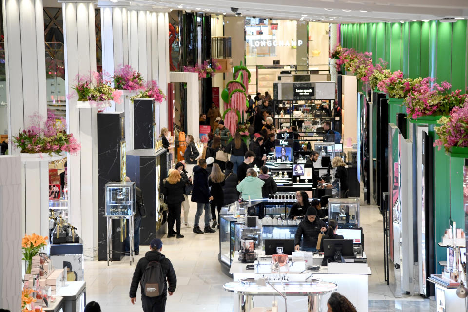 NEW YORK, NEW YORK - MARCH 24: Guests attend the 2024 Macy's Flower Show at Macys Herald Square on March 24, 2024 in New York City.  (Photo by Noam Galai/Getty Images for Macy's, Inc.)