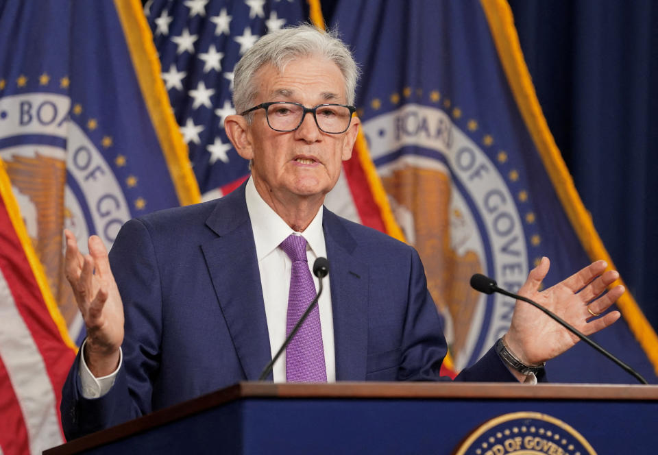 FILE PHOTO: U.S. Federal Reserve Chairman Jerome Powell holds a news conference following a two-day Federal Open Market Committee meeting on interest rate policy in Washington, U.S., May 1, 2024. REUTERS/ Kevin Lamarque/File photo