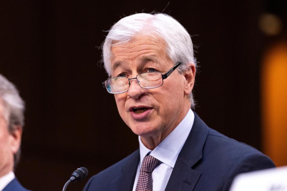 Jamie Dimon, chairman and CEO of JPMorgan Chase, attends a hearing on annual oversight of Wall Street firms before the Senate Committee on Banking, Housing and Urban Affairs in Washington, DC, United States, on December 6, 2023. ( Photo by Aaron Schwartz/Xinhua via Getty Images)