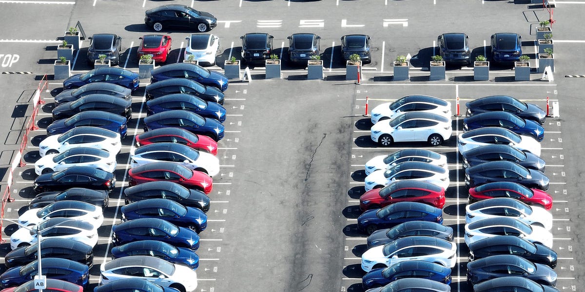 Local news station finds out why more than 300 Teslas are parked outside the mall