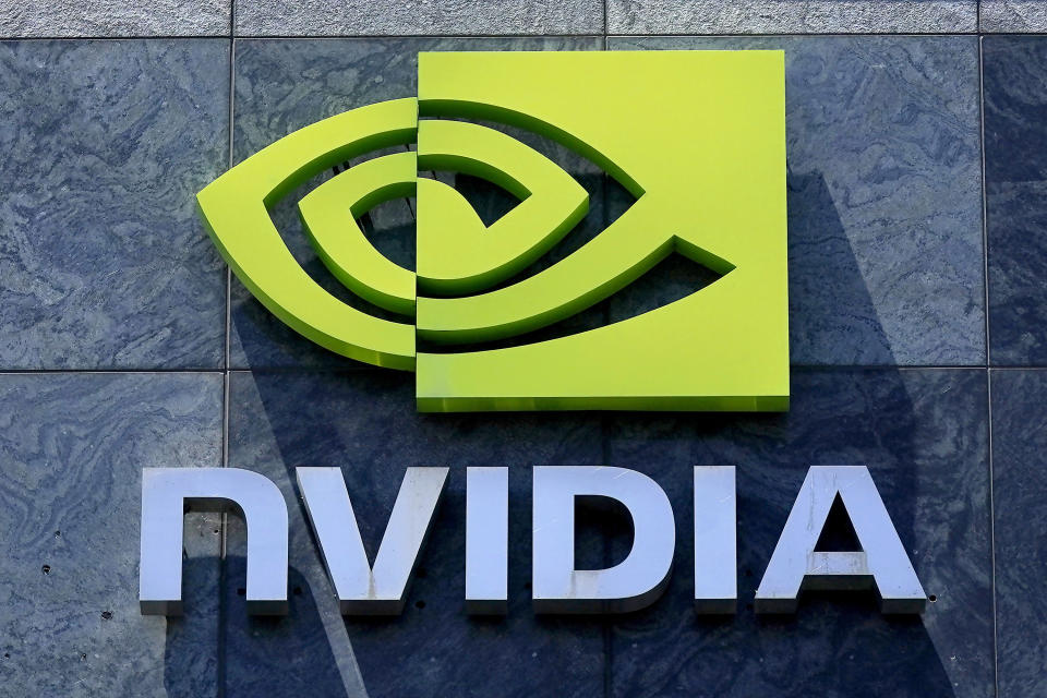 FILE - A sign for an Nvidia building is shown in Santa Clara, California, on May 31, 2023. A lower stock price can actually be an advantage for investors in some rare cases.  When companies announce stock splits, as Nvidia recently did, they have historically outperformed the broad market in the following year.  Although a stock split does not guarantee a subsequent increase in price.  (AP Photo/Jeff Chiu, File)