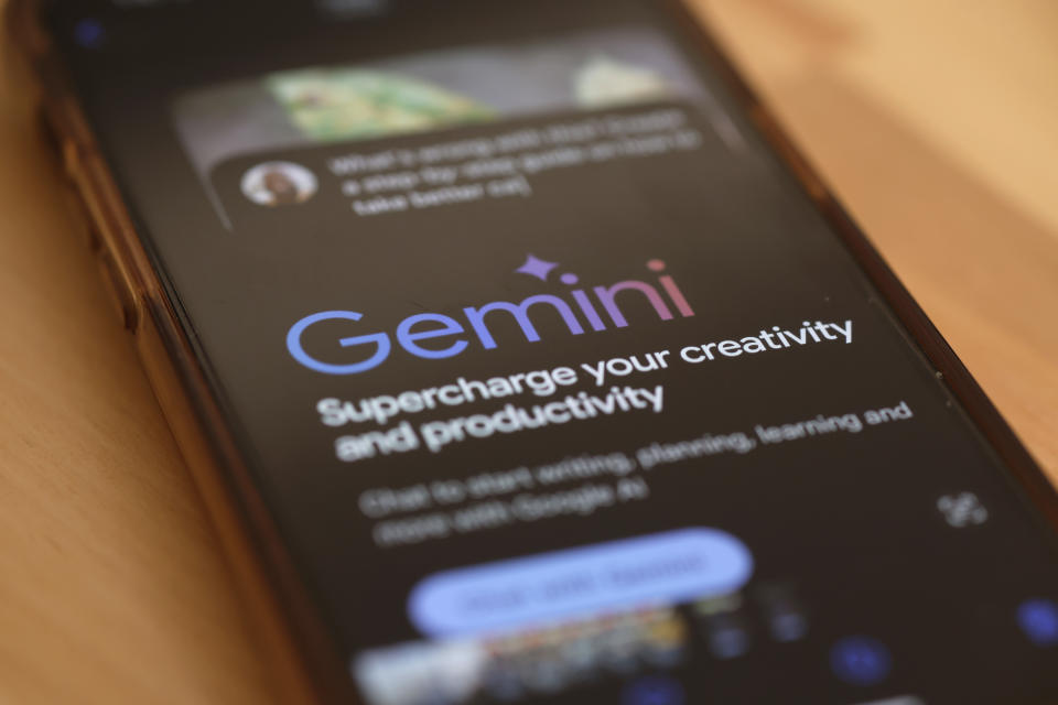 NEW YORK, NEW YORK - MARCH 18: In this photo illustration, Gemini Ai is seen on the phone on March 18, 2024 in New York City.  Apple announced that it is exploring a partnership with Google to license Gemini AI capabilities on iPhones with iOS updates later this year.  Google already has a deal with Apple to be the preferred search engine provider on iPhones for the Safari browser.  (Photo illustration by Michael M. Santiago/Getty Images)