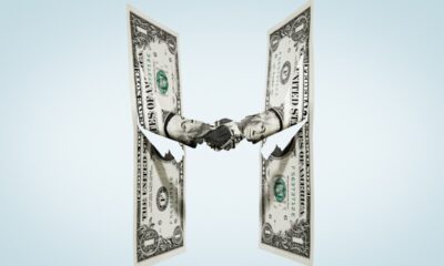 illustration of two dollar bills shaking hands