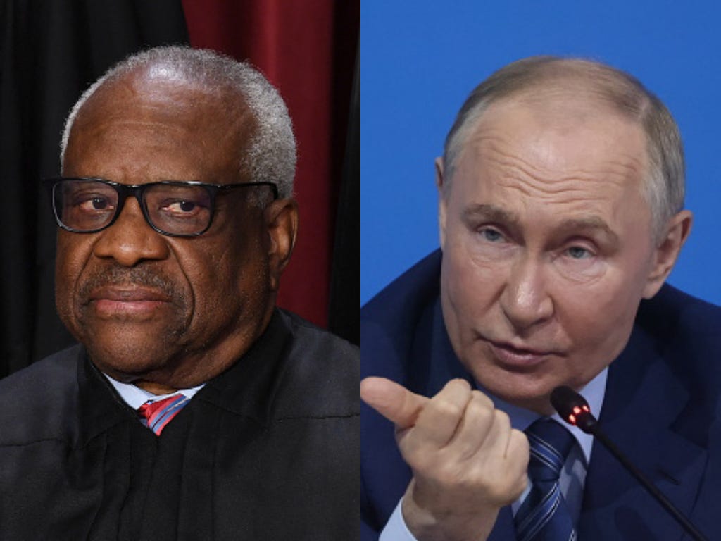 Clarence Thomas accepted a free yacht trip to Russia and was taken on a complimentary helicopter ride to Putin's hometown, 2 Democratic senators say