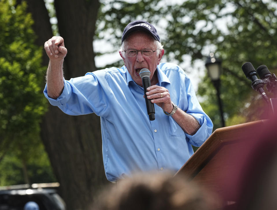 Photo by: Siegfried Nacion/STAR MAX/IPx 2024 6/22/24 U.S. Senator Bernie Sanders (I-VT) speaks during a rally for Rep. Jamaal Bowman (D-NY) at St. Mary's Park on June 22, 2024.