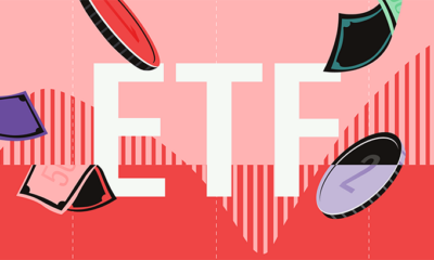 illustration of the word ETF with falling money